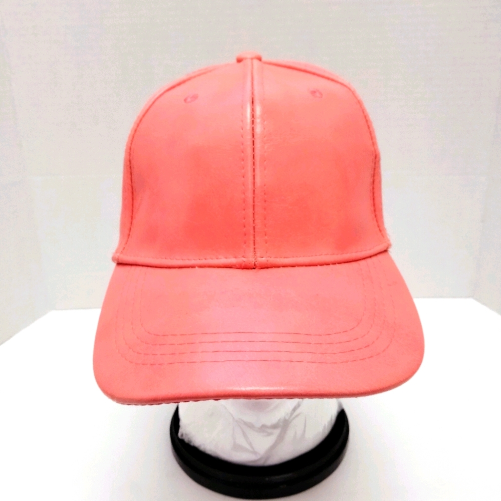 Pink Low-profile PU Leather Baseball Cap